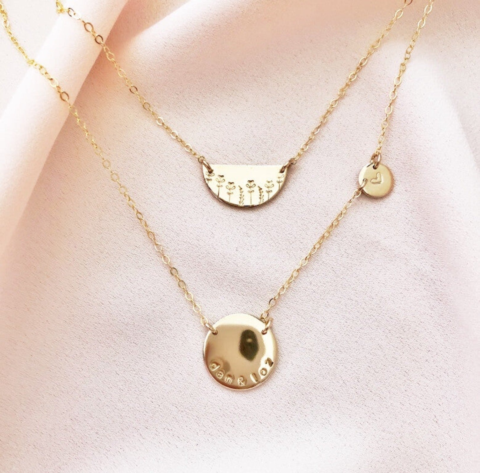 Yellow Gold Double Disc Necklace | The Silver Store